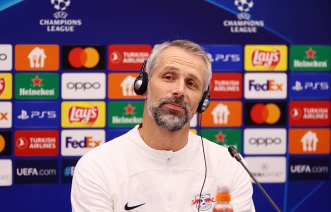 Roter Stern Belgrad - RB Leipzig PK Champions League Beograd, 06.11.2023, Stadion Rajko Mitic, Fussball , UEFA Champions League, Gruppe G , 4. Spieltag, Matchday-1 , Roter Stern Belgrad vs. RB Leipzig , Pressekonferenz vor dem Spiel , Im Bild: Trainer Marco Rose, RB Leipzig. , Foto nur zur redaktionellen Nutzung bestimmt! . , UEFA regulations prohibit any use of photographs as image sequences and or quasi-video ,
