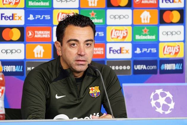 Xavi FC Barcelona, Barca Trainer) GER, Pressekonferenz FC Barcelona, Fussball, Champions League, Saison 2023 2024, 06.11.2023 GER, Pressekonferenz FC Barcelona, Fussball, Champions League, Saison 2023 2024, 06.11.2023 Hamburg Copyright: xEibner-Pressefoto MarcelxvonxFehrnx EP_MFN