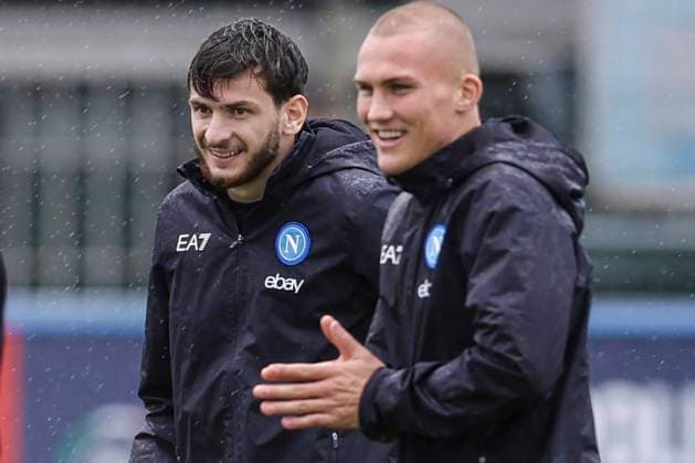 Italy: training session SSC Napoli SSC Napoli™s forward Khvicha Kvaratskhelia during training ahead of the UEFA Champions League match against Union Berlin at the Konami Center on 07 November 2023, in Castel Volturno, Italy. ABPH8344A Copyright: xAntonioxBalascox