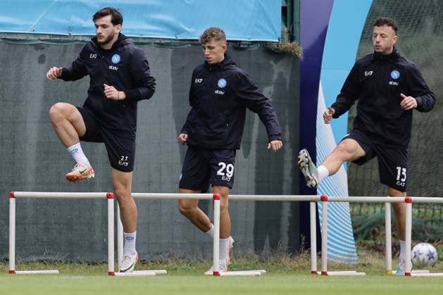 Italy: training session SSC Napoli SSC Napoli players made their last training ahead of their UEFA Champions League against Union Berlin at Konami Center on November 07, 2023, in Castel Volturno, Italy. ABPH8474 Copyright: xAntonioxBalascox
