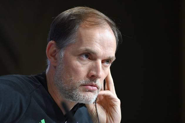 Trainer Thomas TUCHEL (Bayern Muenchen), Einzelbild,angeschnittenes Einzelmotiv,Portraet,Portrait,Porträt. Fussball Champions League Gruppenphase 4.Spieltag FC Bayern Muenchen-Galatasaray Istanbul PRESSEKONFERENZ am 07.11.2023, Â