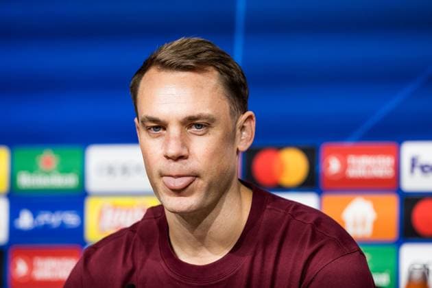 UEFA Champions League: Pressekonferenz FC Bayern Muenchen; 07.11.2023 Manuel Neuer (FC Bayern Muenchen, 1) in der Pressekonferenz, Zunge raus gestreckt UEFA Champions League: Pressekonferenz FC Bayern Muenchen, Muenchen, Allianz Arena am 07.11.2023 Copyright: xBEAUTIFULxSPORTS Wunderlx