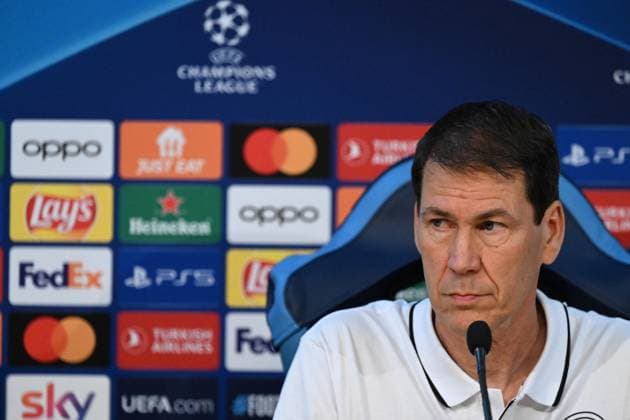 November 7, 2023, NAPOLI: Napoli™s head coach Rudi Garcia attends press conference, PK, Pressekonferenz at the Konami Training Center in Castel Volturno, Italy, 7 november 2023. Napoli will face Union Berlin in their UEFA Champions League soccer match on 8 november 2023..ANSA CIRO FUSCO Soccer: UEFA Champions League; SSC Napoli vs Union Berlin  - ZUMAa110 20231107_zaf_a110_015 Copyright: xCiroxFuscox