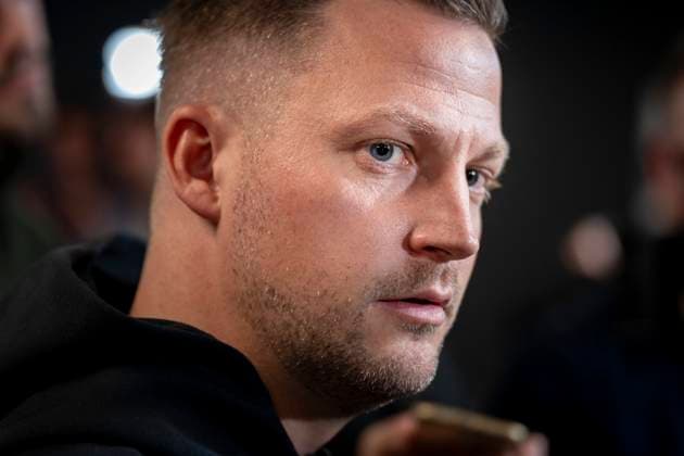 FC Copenhagen s coach Jacob Neestrup during FC Copenhagen s press conference, PK, Pressekonferenz ahead of the team s Champions League match against Manchester United, ManU in Copenhagen on Tuesday 7 November 2023.. (Photo: Emil Nicolai Helms Ritzau Scanpix) , Denmark Kobenhavn Copyright: EmilxNicolaixHelmsx COP15002 spdk20231107-171135-L