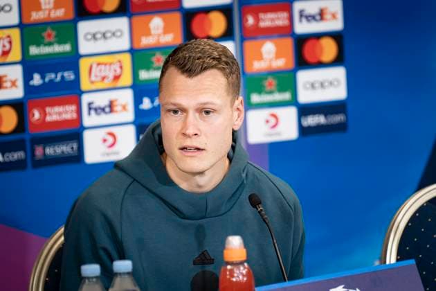FC Copenhagen s Viktor Claesson during FC Copenhagen s press conference, PK, Pressekonferenz ahead of the team s Champions League match against Manchester United, ManU in Copenhagen on Tuesday 7 November 2023.. (Photo: Emil Nicolai Helms Ritzau Scanpix) , Denmark Kobenhavn Copyright: EmilxNicolaixHelmsx COP15002 spdk20231107-171118-L