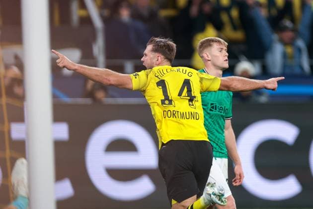 07.11.2023, Fussball, Saison 2023 2024, UCL, UEFA Champions League, Gruppenphase, 4. Spieltag, Borussia Dortmund - Newcastle United, Niclas Füllkrug (Borussia Dortmund) bejubelt das Tor zum 1:0, Dortmund Signal Iduna Park NRW Deutschland xRHR-FOTO DEx Copyright: DennisxEwert RHR-FOTOx RHR-FOTO DE