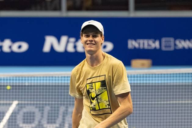Photo LaPresse Matteo Secci - 07 11 2023 Torino (Italia) - Cronaca - Yannik Sinner in allenamento per ATP, Tennis Herren Finals 2023. Nell immagine: Yannik Sinner. 7th november 2023 Torino (Italy) - News - Yannik Sinner training in Turin for the ATP Finals 2023. Pictured: Yannik Sinner.  Copyright: xMatteoxSecci LaPressex