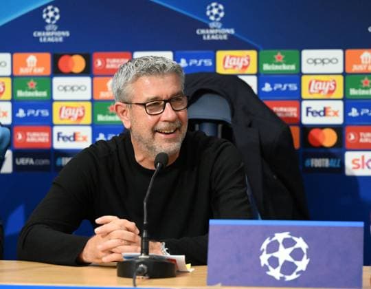 Fussball, Herren, Saison 2023 2024, Champions League (Gruppe C, 4. Spieltag), SSC Neapel - 1. FC Union Berlin, Stadionbegehung und Pressekonferenz des 1. FC Union im Stadio Diego Armando Maradona in Neapel am Tag vor dem Spiel, Trainer Urs Fischer (1. FC Union), 07.11. 2023, Copyright: xMatthiasxKochx