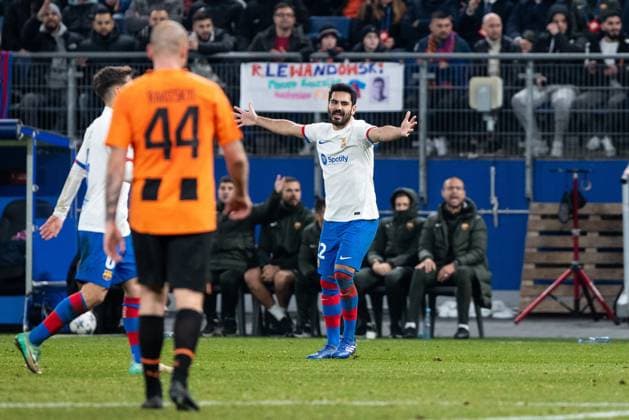 Champions League: FC Shakhtar Donetsk - FC Barcelona, Barca 07.11.2023 Ilkay Guendogan (FC Barcelona, 22) mit den Emotionen Champions League: FC Shakhtar Donetsk - FC Barcelona, Volksparkstadion, Hamburg, 07.11.2023 Copyright: xBEAUTIFULxSPORTS Buriakovx