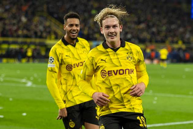 UEFA Champions League, Borussia Dortmund - Newcastle United, 7.11.2023 Julian Brandt (Borussia Dortmund, 19) bejubelt sein Tor zum 2:0. UEFA Champions League, Borussia Dortmund - Newcastle United, Vorrunde 4. Spieltag, am 7.11.2023, Signal Iduna Park, Dortmund UEFA regulations prohibit any use of photographs as image sequences and or quasi-video Copyright: xBEAUTIFULxSPORTS Meuselx