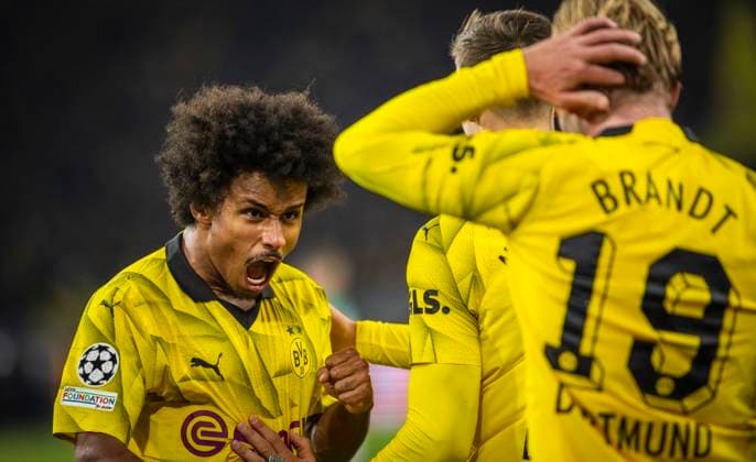 Dortmund, Germany. 07th Nov 2023. Torjubel: Karim Adeyemi (BVB), Julian Brandt (BVB) Borussia Dortmund - Newcastle United 07.11.2023