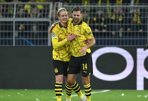 Jubel 2:0 Niclas Füllkrug (Borussia Dortmund), Julian Brandt (Borussia Dortmund), v.re. 07.11.2023, Fussball Champions League, Saison 2023 2024, Vorrunde, 4. Spieltag, Borussia Dortmund - Newcastle United Dortmund Signal Iduna Park Nordrhein Westfalen Deutschland