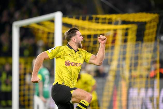 Jubel Niclas FUELLKRUG (Füllkrug)(DO) nach seinem tor zum 1:0, Fussball Champions League, Vorrunde, 4.Spieltag, Borussia Dortmund (DO) - Newcastle United (NU), am 07.11.2023 in Dortmund Deutschland. UEFA regulations prohibit any use of photographs as image sequences and or quasi-video Â