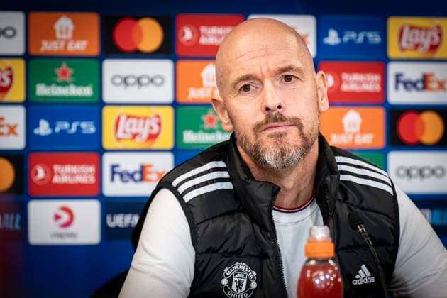Coach Erik ten Hag during Manchester United, ManU s press conference, PK, Pressekonferenz before Wednesday s Champions League match against FC Copenhagen in Parken on Tuesday 7 November 2023. (Photo: Emil Nicolai Helms Ritzau Scanpix) , Denmark Kobenhavn Copyright: EmilxNicolaixHelmsx COP15003 spdk20231107-205833-L