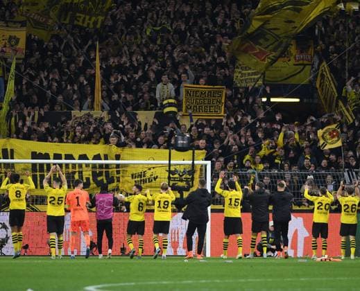 07.11.2023, Dortmund, Germany, Signal-Iduna-Park, Borussia Dortmund vs Newcastle United - UEFA Champions League 2023 2024 - Group F, Spieler Dortmund jubeln, Jubel (Foto Ralf Treese) Dortmund Signal-Iduna-Park North Rhine-Westphalia Germany