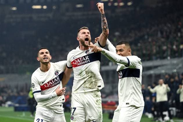 Db Milano 07 11 2023 - Champions League Milan-Paris Saint Germain foto Daniele Buffa Image nella foto: esultanza gol Milan Skriniar 
