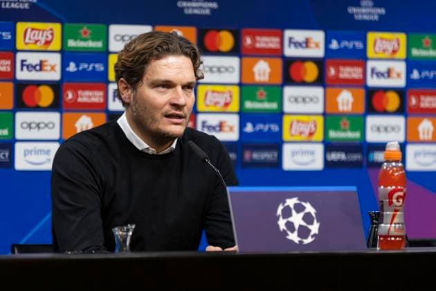UEFA Champions League, Borussia Dortmund - Newcastle United, 7.11.2023 Edin Terzic (Borussia Dortmund, Cheftrainer) bei der Pressekonferenz nach der Partie. UEFA Champions League, Borussia Dortmund - Newcastle United, Vorrunde 4. Spieltag, am 7.11.2023, Signal Iduna Park, Dortmund UEFA regulations prohibit any use of photographs as image sequences and or quasi-video Copyright: xBEAUTIFULxSPORTS Meuselx