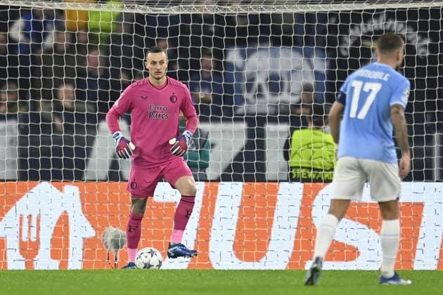 ROME, 07-11-2022, Stadio Olimpico, UEFA Champions League Football, season 2023 2024, Lazio - Feyenoord, Feyenoord goalkeeper Justin Bijlow during the match Lazio - Feyenoord Lazio - Feyenoord  x23080721x Copyright: