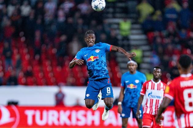 Amadou Haidara (RB Leipzig, 8) Roter Stern Belgrad vs. RB Leipzig, Fussball, UEFA Champions League, 4. Spieltag, 07.11.2023 DFL REGULATIONS PROHIBIT ANY OUSE OF PHOTOGRAPHS AS IMAGE SEQUENCES AND OR QUASI-VIDEO Roter Stern Belgrad vs. RB Leipzig, Fussball, UEFA Champions League, 4. Spieltag, 07.11.2023 Belgrad Copyright: xEibner-Pressefoto BahhoxKarax EP_RSB