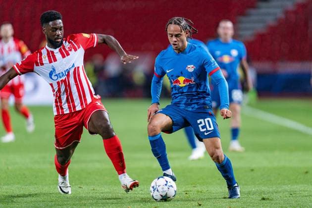 David Raum (RB Leipzig, 22) Jean Philippe Krasso (Roter Stern Belgrad, 17) Roter Stern Belgrad vs. RB Leipzig, Fussball, UEFA Champions League, 4. Spieltag, 07.11.2023 DFL REGULATIONS PROHIBIT ANY OUSE OF PHOTOGRAPHS AS IMAGE SEQUENCES AND OR QUASI-VIDEO Roter Stern Belgrad vs. RB Leipzig, Fussball, UEFA Champions League, 4. Spieltag, 07.11.2023 Belgrad Copyright: xEibner-Pressefoto BahhoxKarax EP_RSB