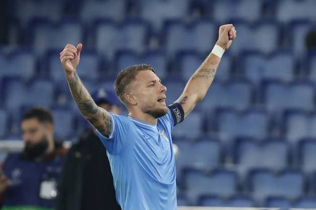 UEFA Champions League SS Lazio vs Feyenoord Rotterdam Lazio s Italian forward Ciro Immobile celebrates after scoring a goal during the UEFA Champions League match Group Stage Group E between SS Lazio vs Feyenoord Rotterdam at Olimpico Stadium on November 07, 2023, in Rome. ABPH0709 Copyright: xAntonioxBalascox