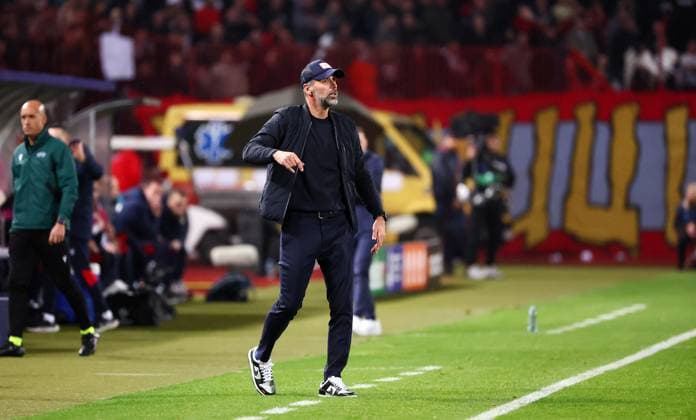 Roter Stern Belgrad - RB Leipzig Champions League Beograd, 07.11.2023, Stadion Rajko Mitic, Fussball , UEFA Champions League, Gruppe G , Spieltag 4 , Roter Stern Belgrad vs. RB Leipzig , Im Bild: Trainer Marco Rose (RB Leipzig) , Foto nur zur redaktionellen Nutzung bestimmt! . , UEFA regulations prohibit any use of photographs as image sequences and or quasi-video ,