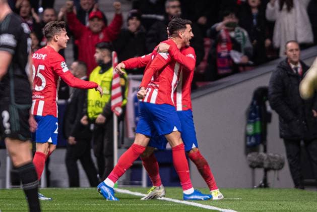 7th November 2023; Metropolitano Stadium, Madrid, Spain, Champions League, Group Stage Football, Atletico Madrid versus Celtic; Morata celebrates as he scores the goal for 2-0 in the 47th minute  ActionPlus12573651 AgenciaxLOF