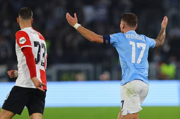 UEFA CHAMPIONS LEAGUE 2023-2024 - GROUP E - SS Lazio vs Feyenoord, Olympic Stadium in Rome on 7th november 2023 Rome, Italy 07.11.2023: Ciro Immobile of Lazio in action during the Uefa Champions League 2023-2024 football, group E, between SS Lazio vs Feyenoord at Olympic Stadium in Rome. Rome Olympic italy italy Copyright: xmarcoxiacobucci