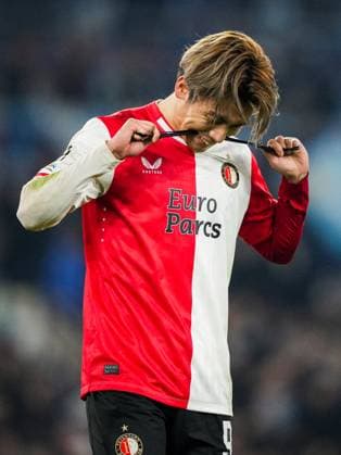 UEFA Champions League: S.S. Lazio v Feyenoord Rome - Ayase Ueda of Feyenoord during the 4th leg of the UEFA Champions League group stage between S.S. Lazio v Feyenoord at Stadio Olympico on 7 November 2023 in Rome, Italy. Copyright: xTomxBodex