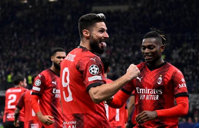 IPP20231107 Football - soccer: UEFA Champions League 2023 2024, A.C. Milan - Paris Saint-Germain F.C., Olivier Giroud esulta dopo il gol del 2-1 Photo Press (Verwendung nur in Deutschland - GERMANY ONLY) *** IPP20231107 Football soccer UEFA Champions League 2023 2024, A C Milan Paris Saint Germain F C , Olivier Giroud esulta dopo il gol del 2 1 Photo Press Use only in Germany GERMANY ONLY 