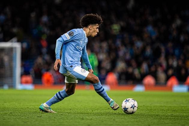 MANCHESTER, ENGLAND - NOVEMBER 7: Rico Lewis of Man City during the UEFA Champions League Group Stage match between Manchester City and BSC Young Boys at Etihad Stadium on November 7, 2023 in Manchester, England. Manchester Etihad Stadium England United Kingdom Copyright: xJustPictures.ch DaniloxFernandesx jp-en-EuSpIm-Man.City_Y.Boys_07Nov2023_DAF_00055
