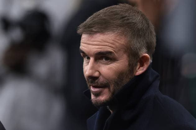 Milan, Italy, 7th November 2023. Former England, Manchester United, ManU LA Galaxy and PSG player and actual President and Co Owner of Inter Miami David Beckham reacts prior to kick off in the UEFA Champions League match at Giuseppe Meazza, Milan. Picture credit should read: Jonathan Moscrop Sportimage EDITORIAL USE ONLY. No use with unauthorised audio, video, data, fixture lists, club league logos or live services. Online in-match use limited to 120 images, no video emulation. No use in betting, games or single club league player publications. SPI-2699-0065