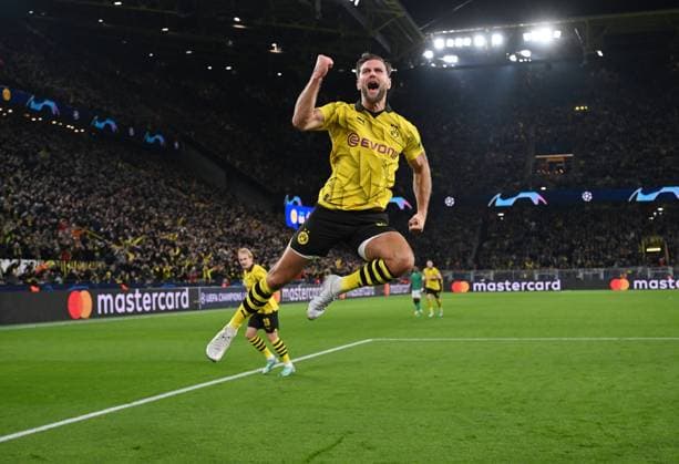 Jubel Niclas Füllkrug (Borussia Dortmund) 1:0 07.11.2023, Fussball Champions League, Saison 2023 2024, Vorrunde, 4. Spieltag, Borussia Dortmund - Newcastle United 2:0 Dortmund Signal Iduna Park Nordrhein Westfalen Deutschland