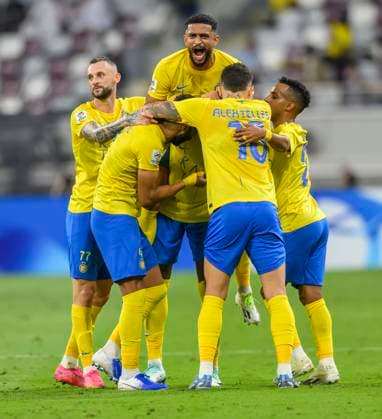 Fußball, AFC CL, Al Duhail SC - Al Nassr FC Al Duhail SC (QAT) v Al Nassr (KSA)- AFC Champions League In Doha Players Al Nassr celebrate a goal during the AFC Champions League Group E football match between Qatars Al Duhail SC and Saudi Arabias Al Nassr at Khalifa International Stadium in Doha, Qatar on 07 November 2023.Al Nassr won 3-2 DOHA Qatar  Copyright: xNoushadxThekkayilx originalFilename:varittyakkal-alduhail231108_nppMA.jpg