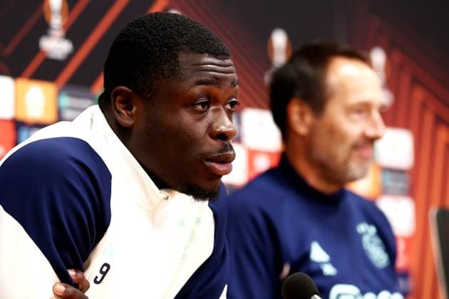 AMSTERDAM - Brian Brobbey of Ajax during the MD-1 press conference, PK, Pressekonferenz prior to the UEFA Europa League group B match against Brighton & Hove Albion FC at the Johan Cruyff ArenA on November 8, 2023 in Amsterdam, Netherlands. ANP VINCENT JANNINK UEFA Europa League 2023 24 2023 2024 xVIxANPxSportx xxANPxIVx 483321744 originalFilename: 483321744.jpg