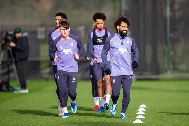 Football - UEFA Europa League - Group E - Toulouse FC v Liverpool FC - MD-1 LIVERPOOL, ENGLAND - Wednesday, November 8, 2023: Liverpool s Mohamed Salah during a training session at the AXA Training Centre ahead of the UEFA Europa League Group E match between Toulouse FC and Liverpool FC. (Photo by Jessica Hornby Propaganda) LIVERPOOL AXA Training Centre MERSEYSIDE ENGLAND  Copyright: xDavidxRawcliffex P2023-11-08-LFC_Training-4