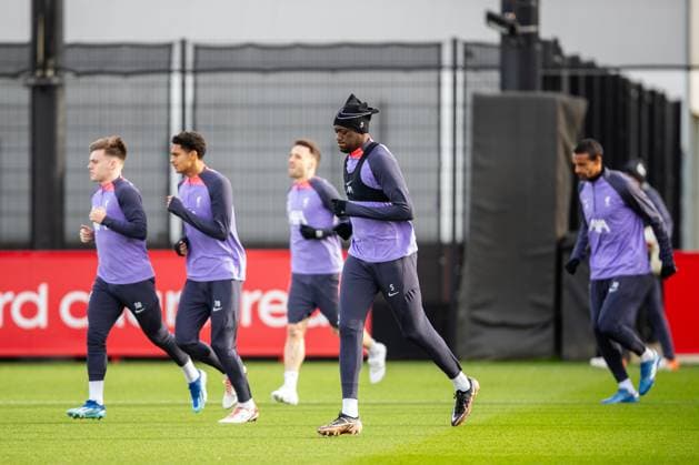 Football - UEFA Europa League - Group E - Toulouse FC v Liverpool FC - MD-1 LIVERPOOL, ENGLAND - Wednesday, November 8, 2023: Liverpool s Ibrahima KonatÃ during a training session at the AXA Training Centre ahead of the UEFA Europa League Group E match between Toulouse FC and Liverpool FC. (Photo by Jessica Hornby Propaganda) LIVERPOOL AXA Training Centre MERSEYSIDE ENGLAND  Copyright: xDavidxRawcliffex P2023-11-08-LFC_Training-13