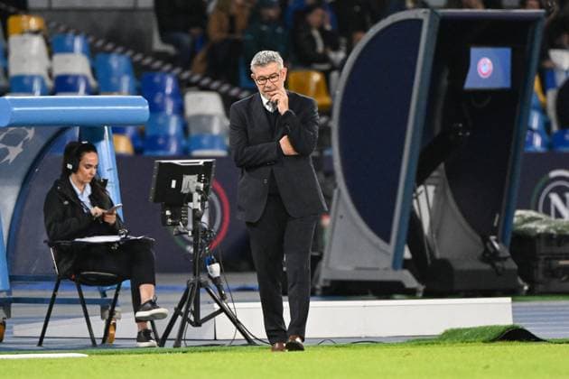 Fussball, Herren, Saison 2023 2024, UEFA Champions League (Gruppe C, 4. Spieltag), SSC Neapel - 1. FC Union Berlin, v. l. Trainer Urs Fischer (1. FC Union Berlin), 08.11. 2023, Copyright: xMatthiasxKochx