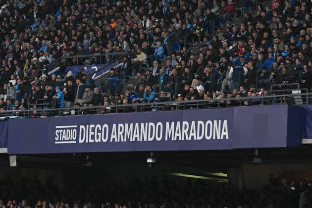 Fussball, Herren, Saison 2023 2024, UEFA Champions League (Gruppe C, 4. Spieltag), SSC Neapel - 1. FC Union Berlin, v. l. Schriftzug: Stadio Diego Armando Maradona, 08.11. 2023, Copyright: xMatthiasxKochx