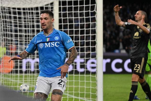 November 8, 2023, NAPLES, ITALY: Napoli™s foreward Matteo Politano after goal during the UEFA Champions League Group C soccer match between SSC Napoli and Union Berlin in Diego Armando Maradona stadium, Naples (Italy) 8 november 2023. .ANSA FELICE DE MARTINO Soccer: UEFA Champions League; SSC Napoli vs Union Berlin  - ZUMAa110 20231108_zaf_a110_023 Copyright: xFelicexDexMartinox