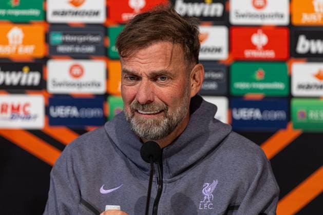 Football - UEFA Europa League - Group E - Toulouse FC v Liverpool FC - MD-1 TOULOUSE, ENGLAND - Wednesday, November 8, 2023: Liverpool s manager Jürgen Klopp during a press conference, PK, Pressekonferenz at the Stadium de Toulouse ahead of the UEFA Europa League Group E matchday 4 game between Toulouse FC and Liverpool FC. (Photo by David Rawcliffe Propaganda) TOULOUSE Stadium de Toulouse OCCITANIA FRANCE  Copyright: xDavidxRawcliffex P2023-11-08-Toulouse_Liverpool_MD-1-4