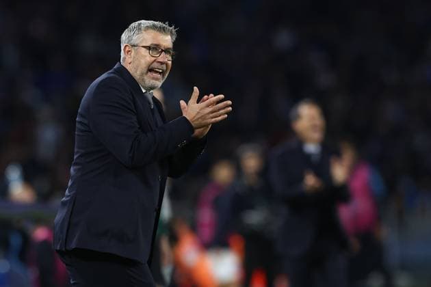 Foto Alessandro Garofalo LaPresse 08 novembre 2023 Napoli, Italia calcio Napoli vs Union Berlin Champions League 2023 2024 - stadio Diego Armando Maradona Nella foto: Urs Fischer allenatore (FC Union Berlin) November 08, 2023 Naples, Italy sport soccer Napoli vs Union Berlin - Champions League 2023 2024 - Diego Armando Maradona stadium. In the pic: Urs Fischer coach (FC Union Berlin)  Copyright: xAlessandroxGarofalo LaPressex