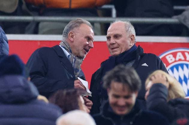 Aufsichtsratsmitglied Karl-Heinz Rummenigge (FC Bayern Muenchen), Aufsichtsratsmitglied und Ehrenpraesident Uli Hoeness (FC Bayern Muenchen), FC Bayern Muenchen vs. Galatasaray Istanbul , Champions League, Fussball, Vorrunde, Rueckspiel, 08.11.2023 Muenchen Bayern Germany