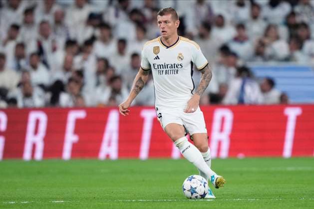Toni Kroos during Real Madrid vs SC Braga Champions League match on November 08, 2023 at Santiago Bernabeu Stadium in Madrid, Spain. Photo: Senis Cebolla ALFAQUI Madrid Santiago Bernabeu Stadium Spain Copyright: xSenisx xCebollax xALFAQUIx
