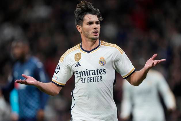 Brahim Diaz of Real Madrid CF goal during Real Madrid vs SC Braga Champions League match on November 08, 2023 at Santiago Bernabeu Stadium in Madrid, Spain. Photo: Senis Cebolla ALFAQUI Madrid Santiago Bernabeu Stadium Spain Copyright: xSenisx xCebollax xALFAQUIx
