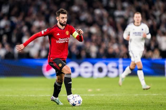 231108 Bruno Fernandes of Manchester United, ManU during the UEFA Champions League football match between FC Copenhagen and Manchester United on November 8, 2023 in Copenhagen. Photo: Petter Arvidson BILDBYRAN kod PA PA0685 fotboll football soccer fotball champions league fc copenhagen manchester united bbeng Copyright: PETTERxARVIDSON BB231108PA095
