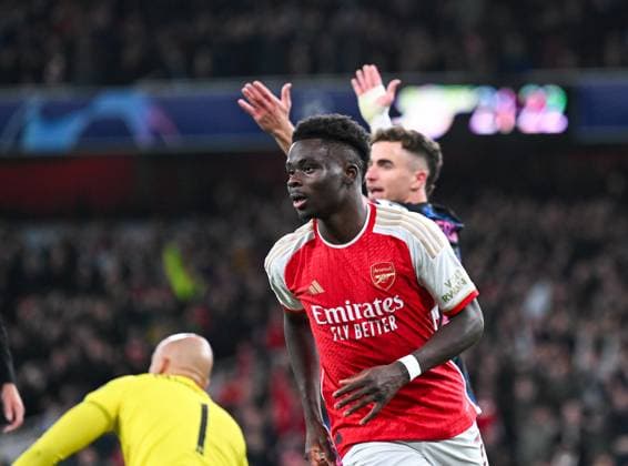 Arsenal v Sevilla UEFA Champions League Bukayo Saka of Arsenal scores the second goal during the UEFA Champions League Group B match at the Emirates Stadium, London Copyright: xNigelxBramleyx FIL-19220-0054 UK Newspapers OUT
