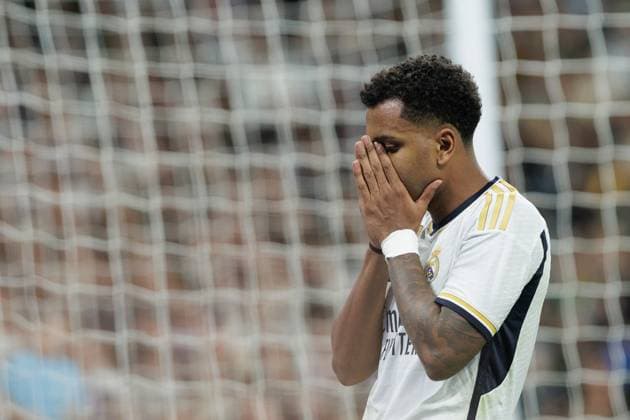 November 8, 2023: Rodrygo Goes of Real Madrid reacts to a missed opportunity during the UEFA Champions League, Group C, football match played between Real Madrid and SC Braga at Santiago Bernabeu stadium on November 08, 2023, in Madrid, Spain. - ZUMAa181 20231108_zaa_a181_097 Copyright: xGuillermoxMartinezx