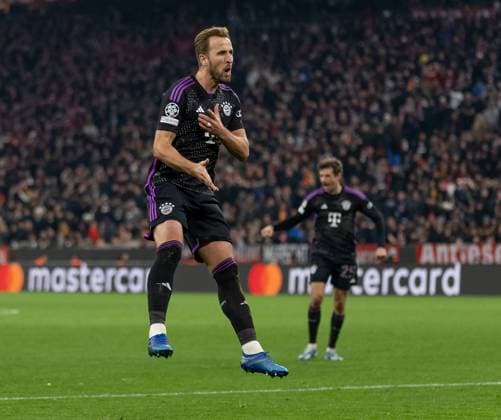 Harry Kane (FC Bayern Muenchen, 9) bejubelt sein Tor zum 1:0. GER, FC Bayern Muenchen vs. Galatasaray Istanbul, Fussball, Champions League, Gruppenphase, 4. Spieltag, Spielzeit 2023 2024, 08.11.2023. (DFL DFB REGULATIONS PROHIBIT ANY USE OF PHOTOGRAPHS as IMAGE SEQUENCES and or QUASI-VIDEO). GER, FC Bayern Muenchen vs. Galatasaray Istanbul, Fussball, Champions League, Gruppenphase, 4. Spieltag, Spielzeit 2023 2024, 08.11.2023. Muenchen Copyright: xEibner-Pressefoto HeikexFeinerx EP_HFR