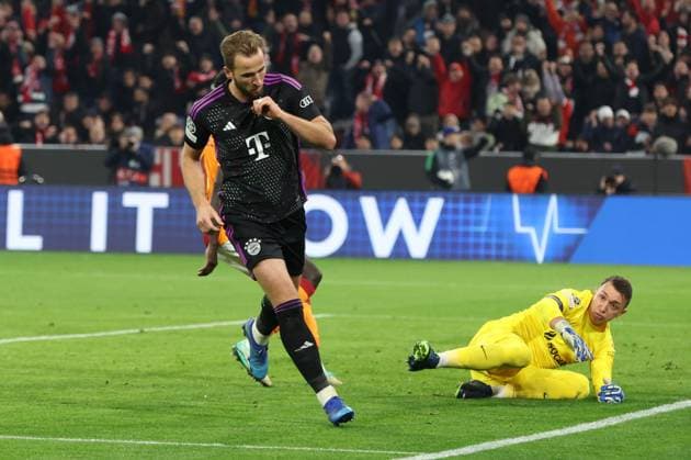 Torjubel von Harry Kane 9 (FC Bayern Muenchen) zum 2:0, FC Bayern Muenchen vs. Galatasaray Istanbul , Champions League, Fussball, Vorrunde, Rueckspiel, 08.11.2023 Muenchen Bayern Germany